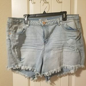 Diatressed jean shorts